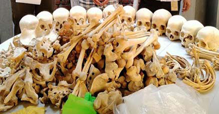 ময়মনসিংহে ১২টি মাথার খুলি ও দুই বস্তা হা
